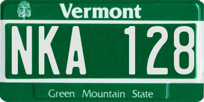VT license plate NKA128