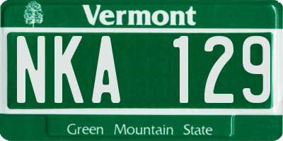 VT license plate NKA129