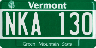 VT license plate NKA130