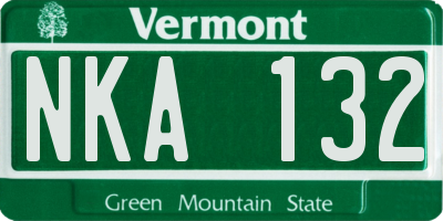 VT license plate NKA132