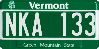 VT license plate NKA133