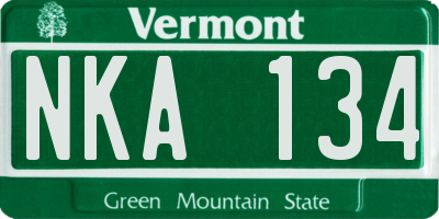 VT license plate NKA134