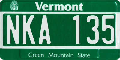VT license plate NKA135