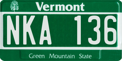 VT license plate NKA136
