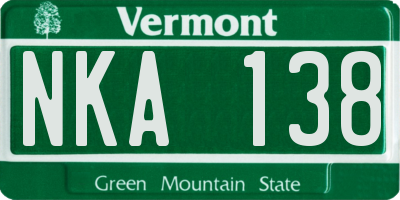 VT license plate NKA138