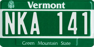 VT license plate NKA141