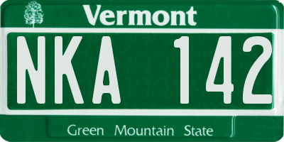 VT license plate NKA142