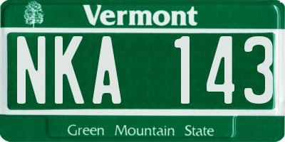 VT license plate NKA143