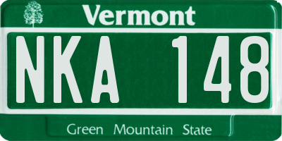 VT license plate NKA148