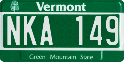 VT license plate NKA149