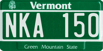 VT license plate NKA150