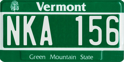 VT license plate NKA156