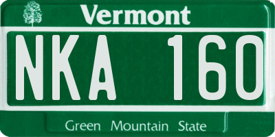 VT license plate NKA160