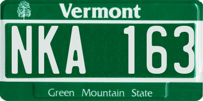 VT license plate NKA163