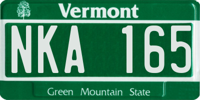 VT license plate NKA165