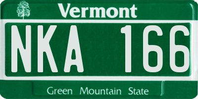 VT license plate NKA166
