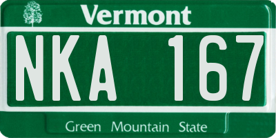 VT license plate NKA167