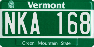 VT license plate NKA168