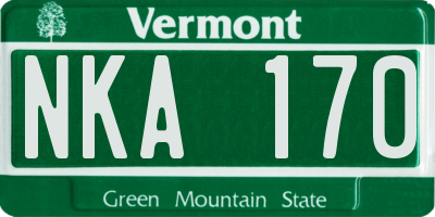 VT license plate NKA170