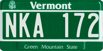 VT license plate NKA172