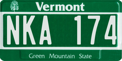 VT license plate NKA174