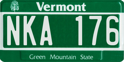 VT license plate NKA176