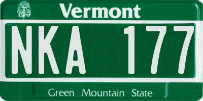VT license plate NKA177