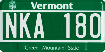 VT license plate NKA180
