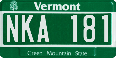 VT license plate NKA181