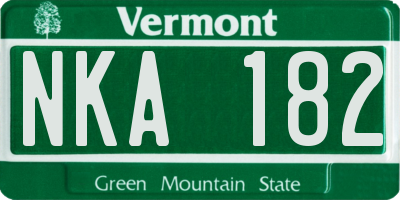 VT license plate NKA182