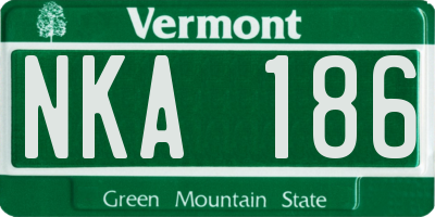 VT license plate NKA186