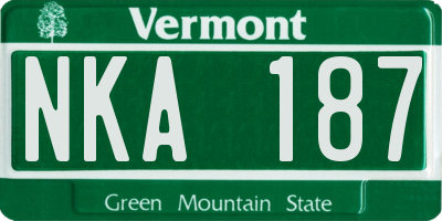 VT license plate NKA187