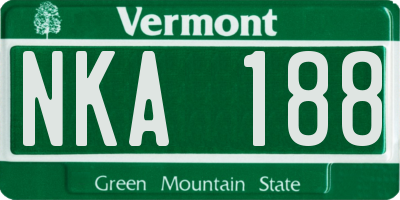 VT license plate NKA188