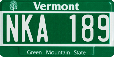 VT license plate NKA189