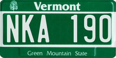 VT license plate NKA190