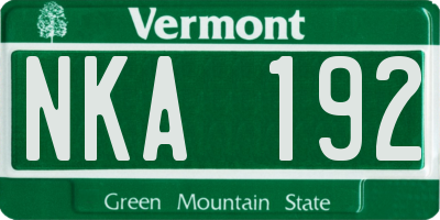VT license plate NKA192