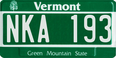 VT license plate NKA193