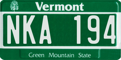 VT license plate NKA194