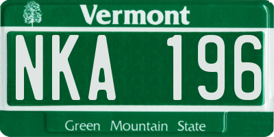 VT license plate NKA196