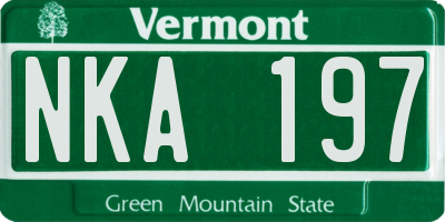 VT license plate NKA197