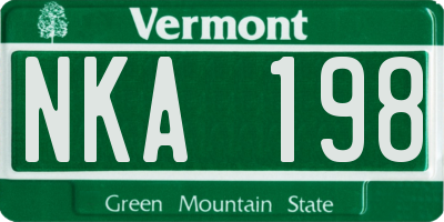 VT license plate NKA198
