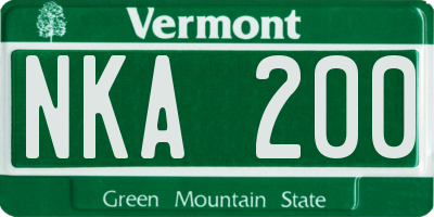 VT license plate NKA200