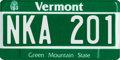 VT license plate NKA201