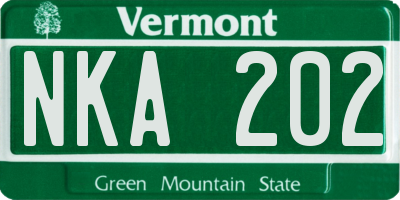 VT license plate NKA202