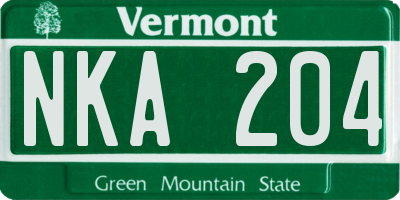 VT license plate NKA204