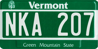 VT license plate NKA207