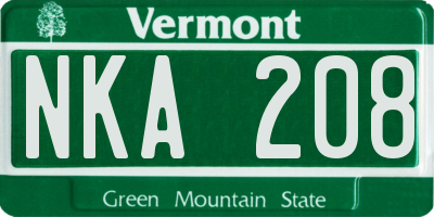 VT license plate NKA208