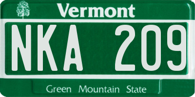 VT license plate NKA209