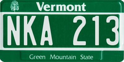 VT license plate NKA213