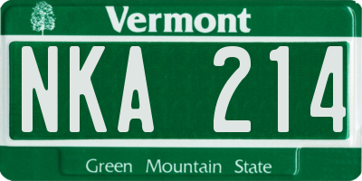 VT license plate NKA214